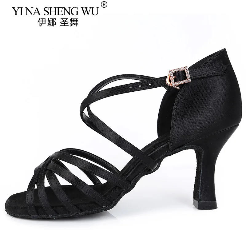 Vrouwen Latin Dansschoenen Ballroom Dans Tango Salsa Praktijk Prestaties Hoge Hakken Schoenen Standaard Zwarte Dansschoenen Hakken