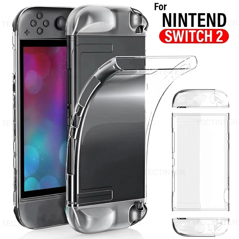 Funda Protectora Brillante de TPU+PC para Consola Nintendo Switch 2, Protector Antigolpes, Carcasa Dividida para Accesorios NS Switch 2