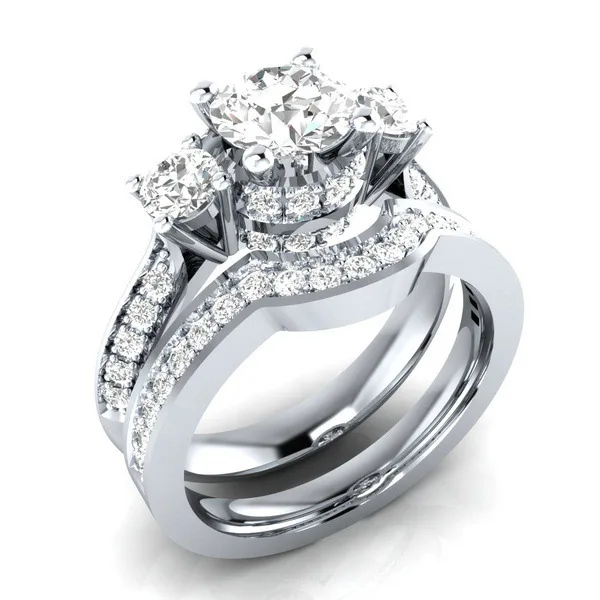 European and American fashionable and luxurious multi-purpose women's zirconium ring creative pair of rings decorative gift