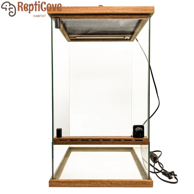 

Террариум из массива дерева со стеклянными стенками для лазания, для ящериц, черепах, змей, рогатых лягушек, с ландшафтом тропического леса