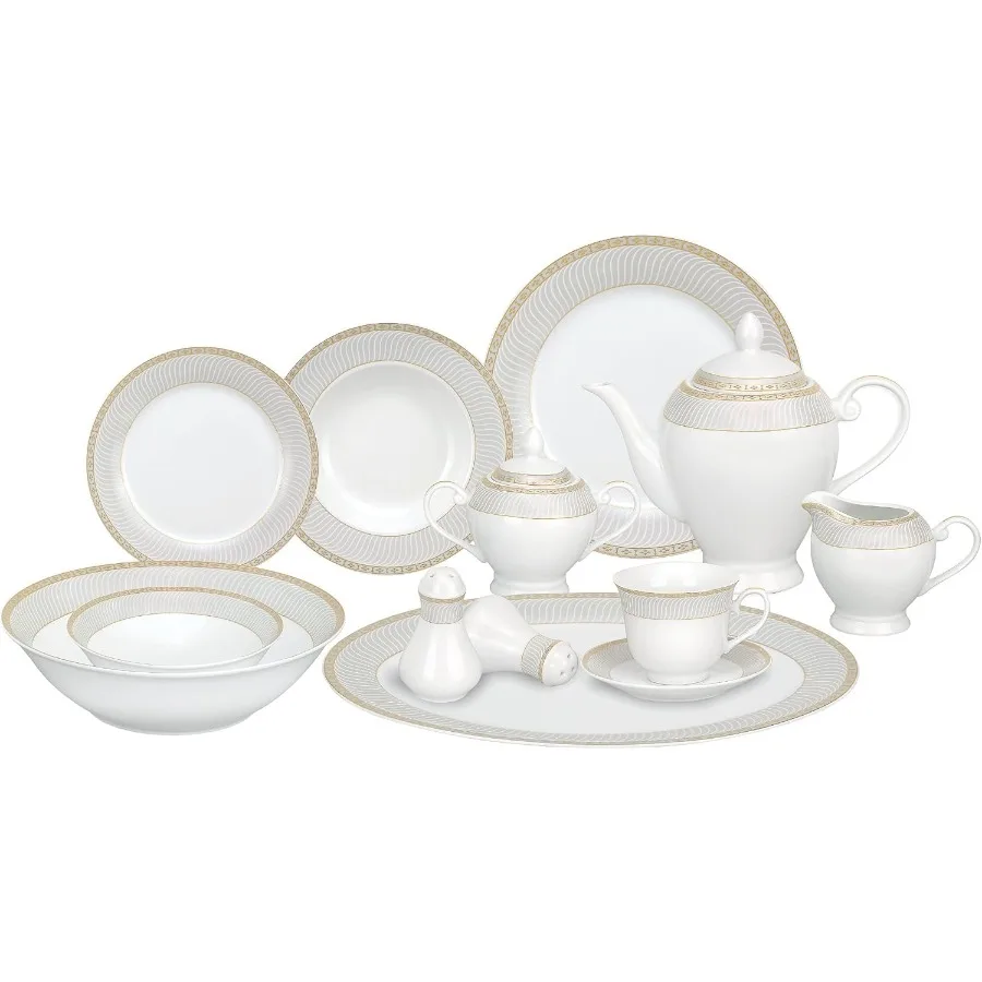 

Набор фарфоровой посуды AlinaGD, 57 предметов, обслуживание на 8 человек