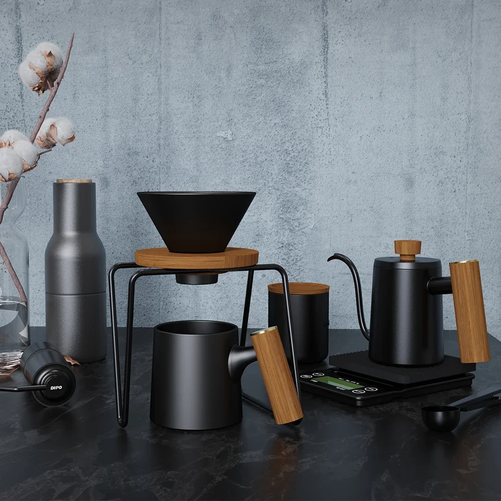 Eco Premium Black Ceramic Hot Coffee Drip Coffee Dripper Coffee Filter Dripper Maker And Stand Set