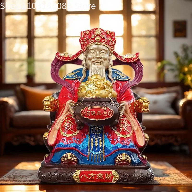 Copper brass painting Dragon Chair God of Wealth (Civil) statue sculpture,21cm,26cm,30cm,50cm