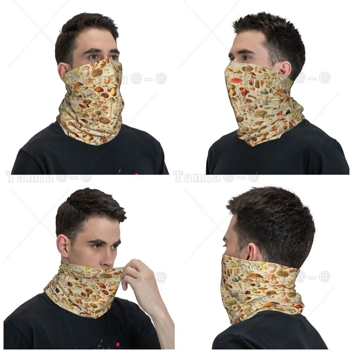 Vintage Mushroom Collection Bandana Neck Gaiter Printed Wrap Scarf Multi-use Balaclava Outdoor Sports Men Women Adult Breathable