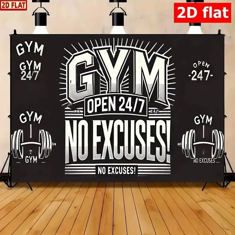 VIKAMA Workout No Excuses Dumbbell Black White Decorative Wall Tapestry Home Art Room Decor Exercise Gym Soft Durable Cozy Gift