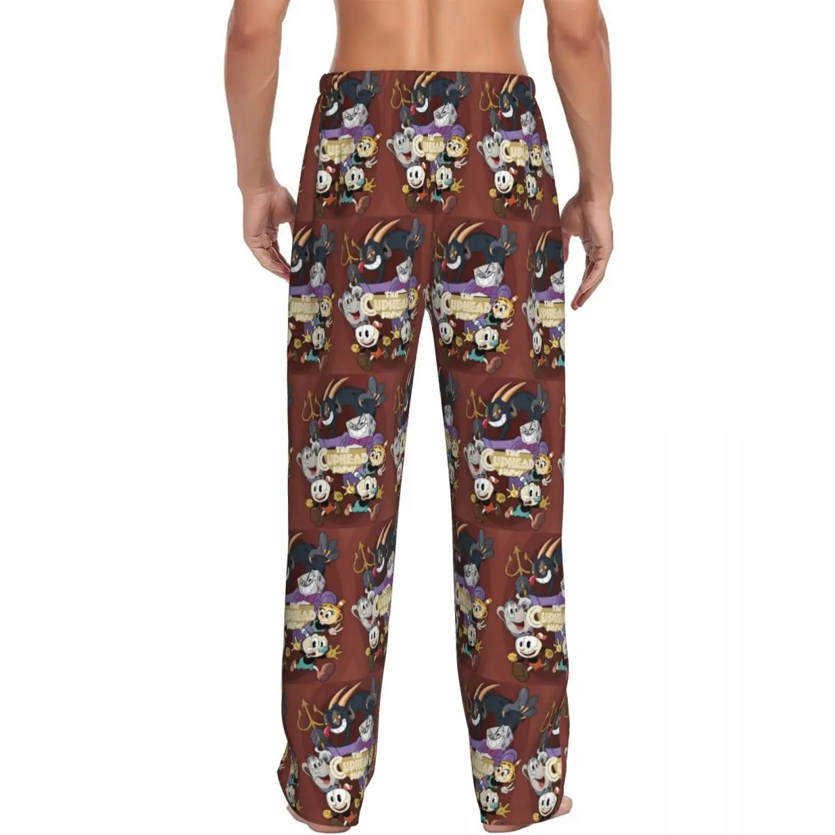 مخصص طباعة الرجال Cupheads بيجامة السراويل اطلاق النار لعبة ملابس النوم صالة النوم قيعان مع جيوب #3