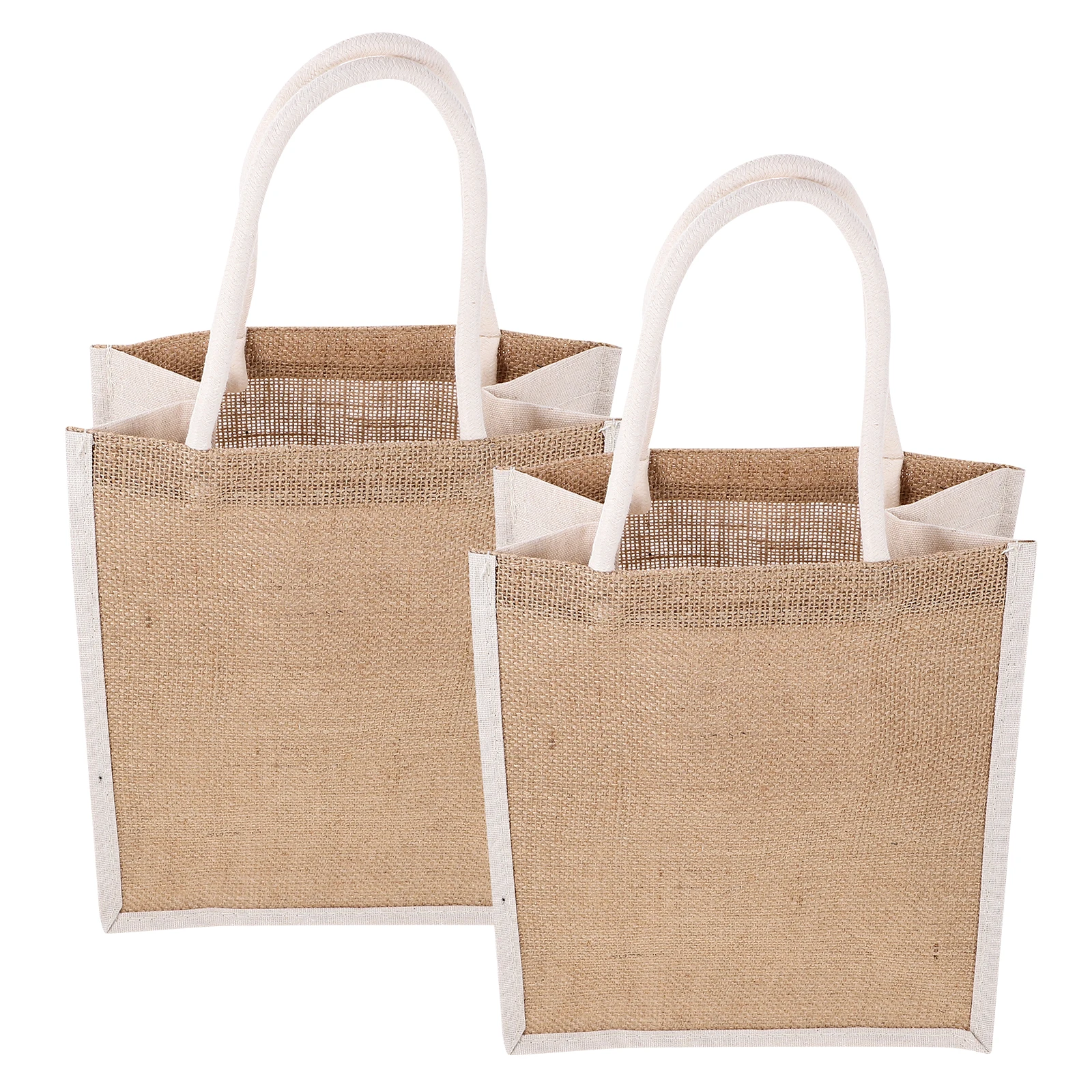 

2 Pcs Gift Tote Bag Burlap Bags with Handles Packing Pouches Shopping Grocery Reusable Wedding Market
