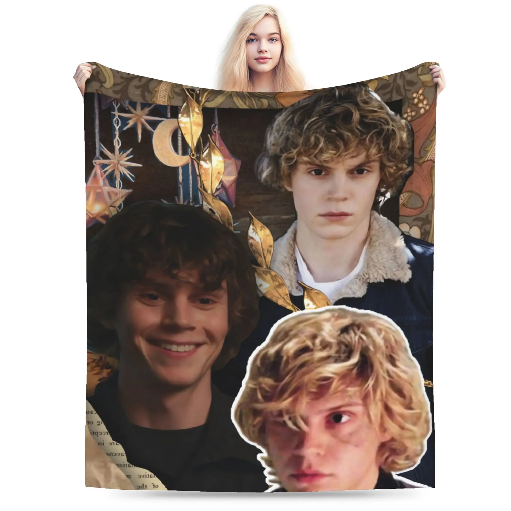 Warm Evan Peters Group Portrait Soft Warm Blanket  Travel Plush Throw Blanket Living Room Flannel Bedspread Sofa Bed Cover