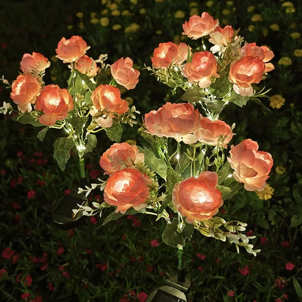 

7Head Design Solar Lights Waterproof Decorative Light Outdoor Solar Lights Flower Shape Solar Powered Camellia Flower Light