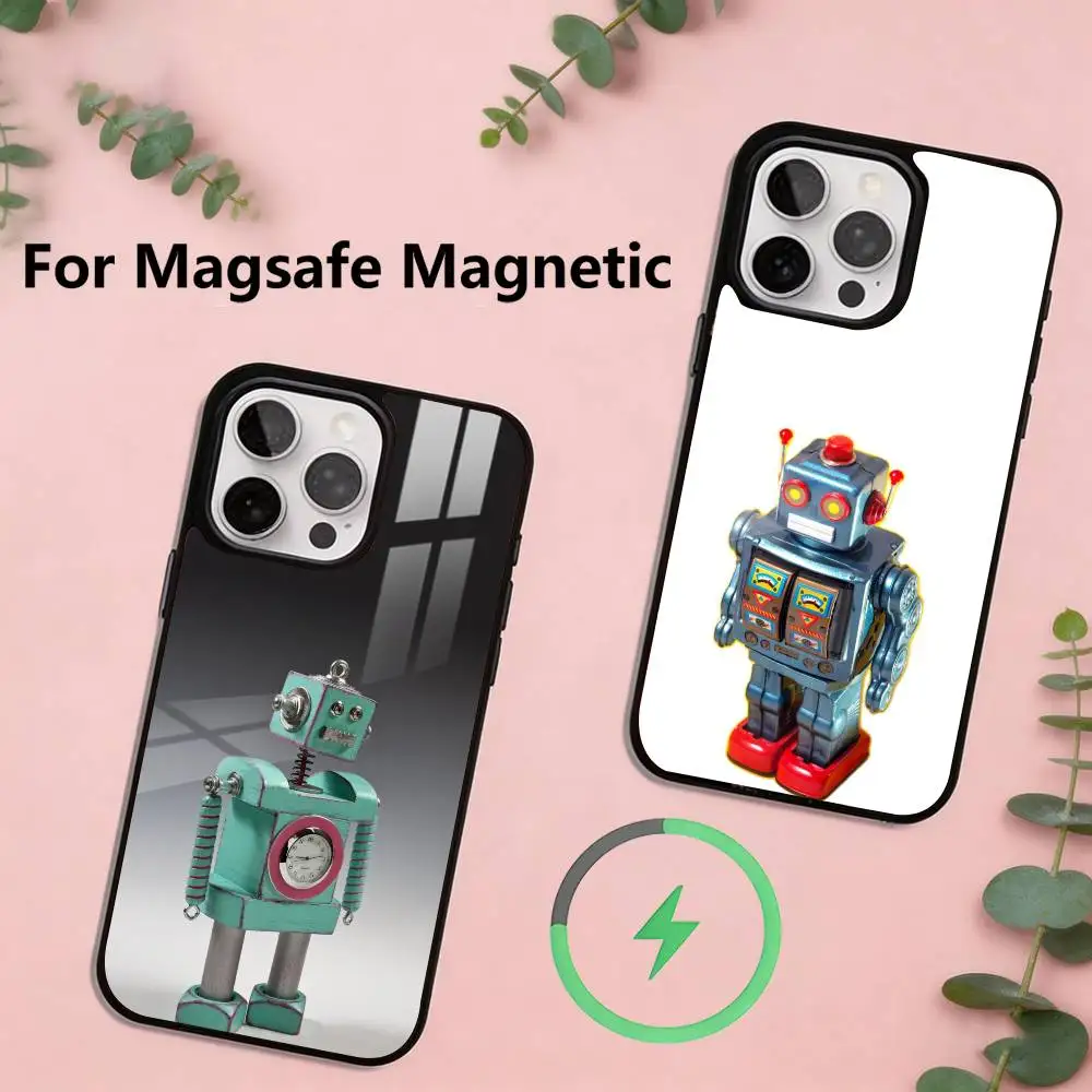 Old Robot Phone Case For iPhone17,16,15,14,13,12,11 Plus,Pro Magnetic with Magsafe Wireless Charging