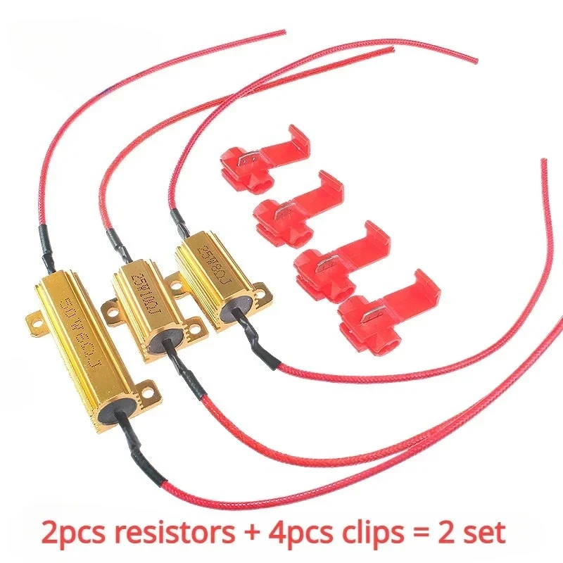 2 Set 25W 50W Decoder Canbus LED per auto 6ohm 8ohm 50 Ohm Resistori di carico per indicatore di direzione dell'automobile Lampada Resistore a filo avvolto