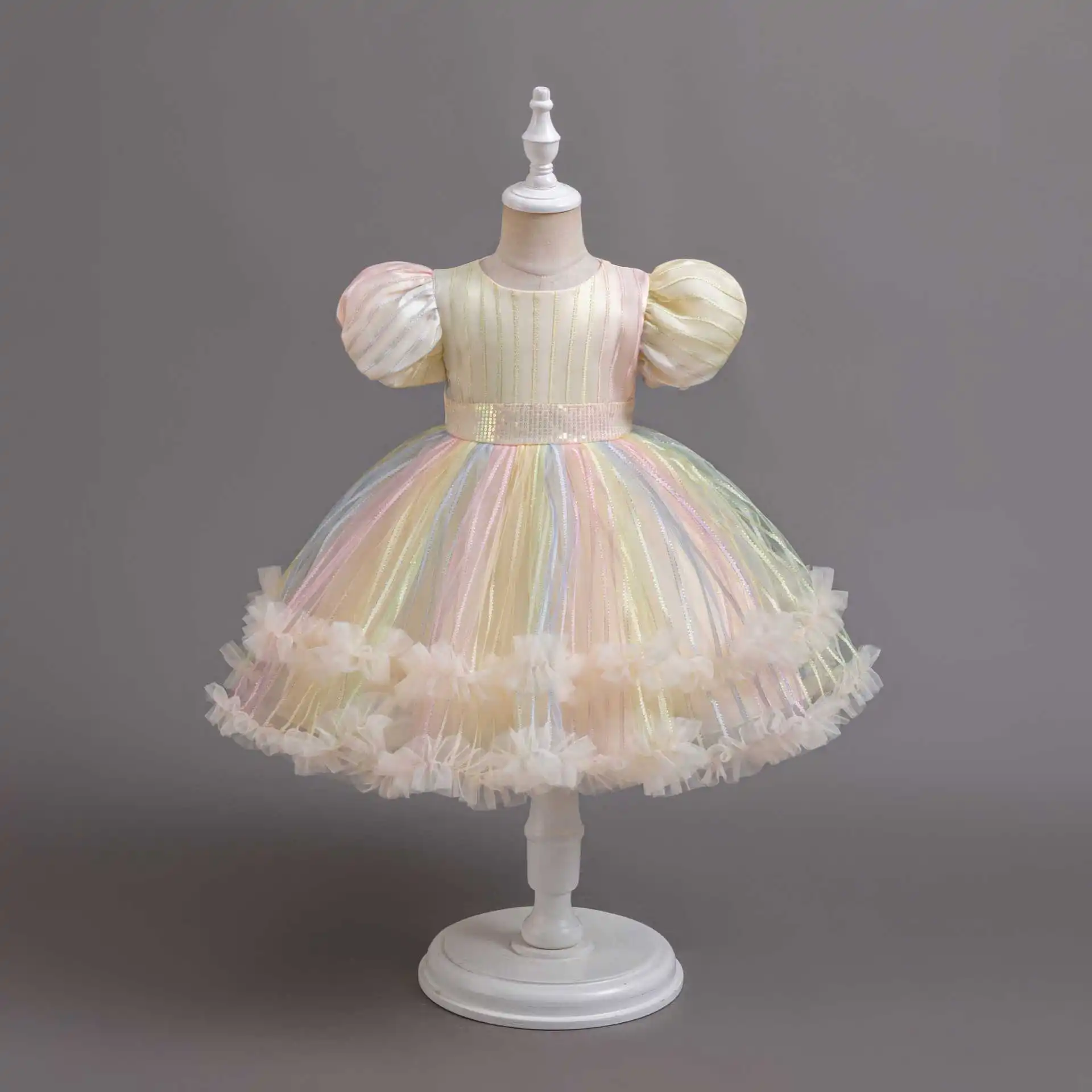 Robe de Bal Colorée en Tulle pour Petite Fille, Tenue de Princesse pour Enfant de 1 à 6 Ans, Nouvelle Collection