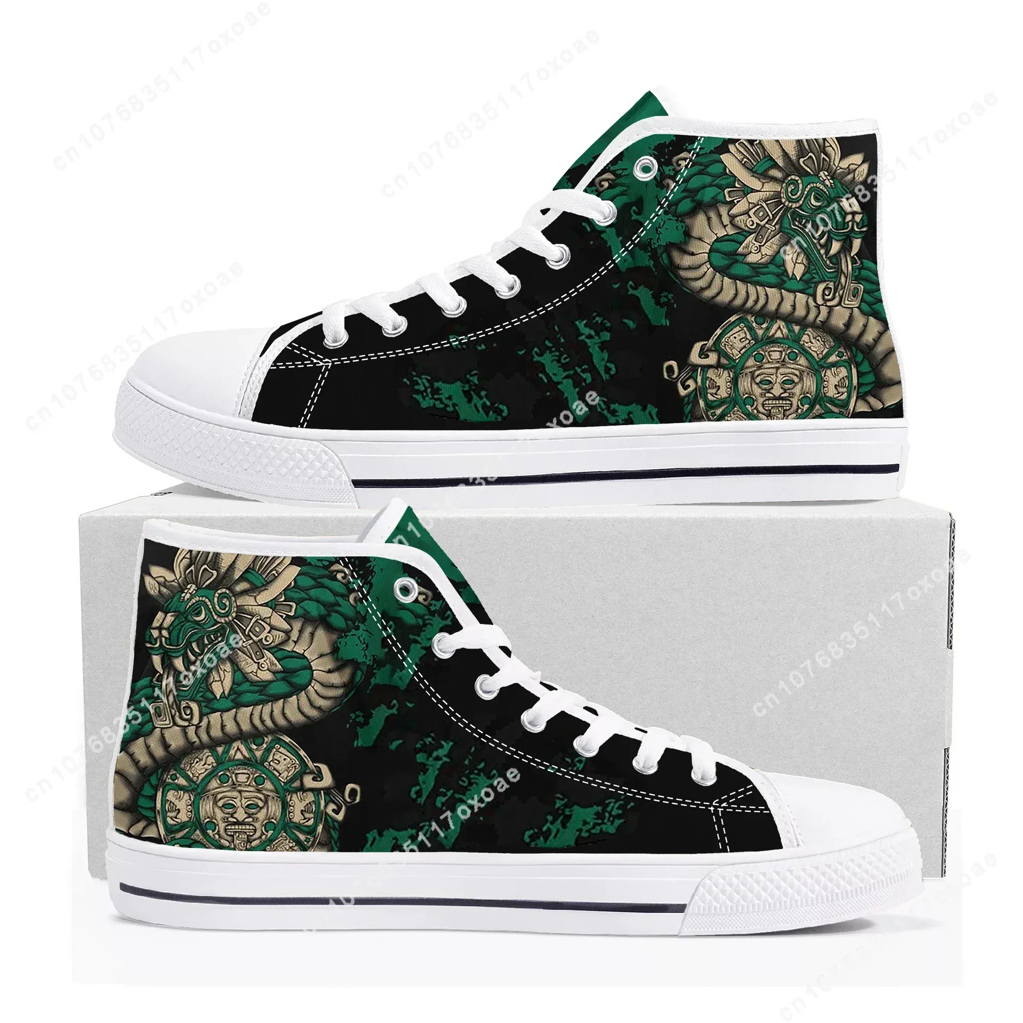 Mexican Aztec Quetzon High Top Sneakers Mens Womens High Quality Canvas Sneaker couple Casual Shoe Customize Shoes