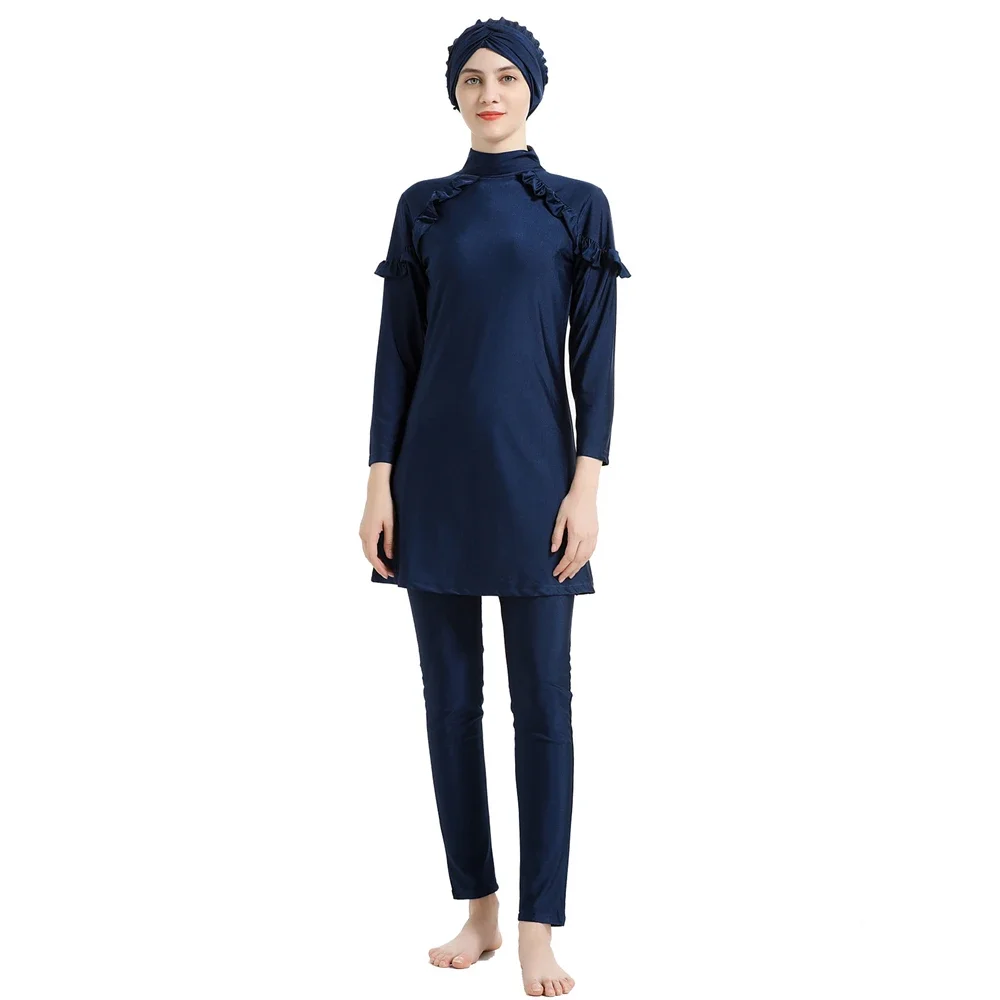 

3pcs Modest Full Cover Muslim Burkini Women Islam Hijab Swimwear Arab Conservative Sunscreen Swimsuit Burkinis Maillots De Bain