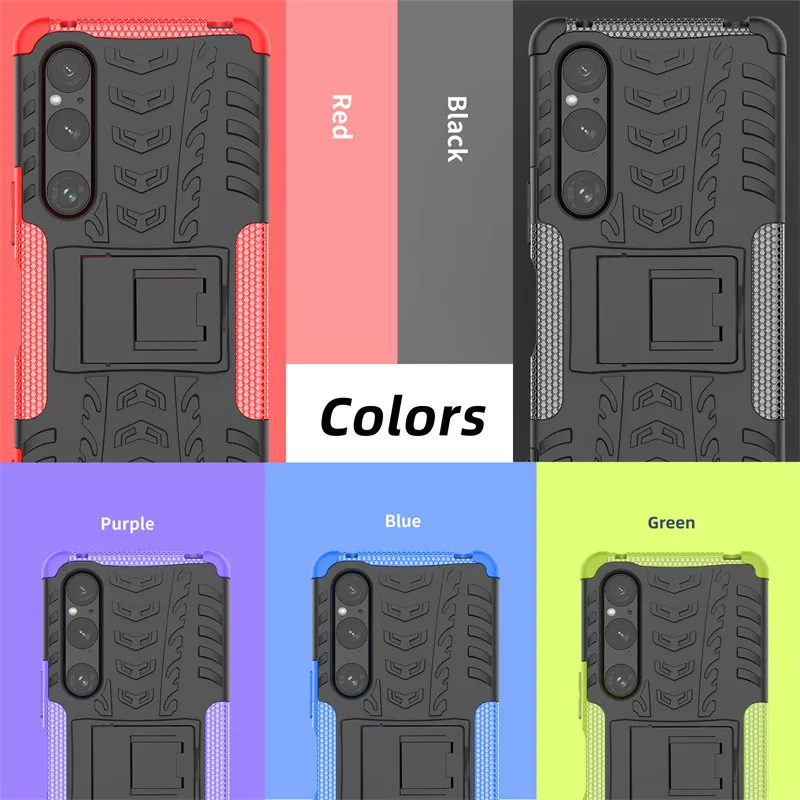 For Sony Xperia 1 V Case For Sony Xperia 1 V Cover Bumper Heavy Duty Armor Stand Shell Phone Back Cover For Sony Xperia 1 V 5G