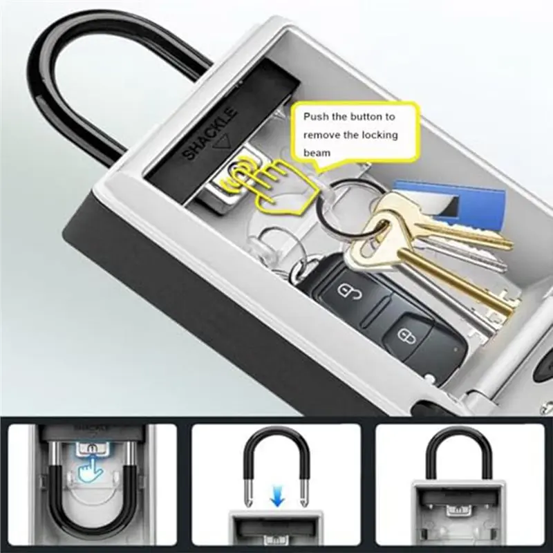 【PROMOTION】Resettable Code Key Box, Security Hook Lock Boxes For House Key, Waterproof Outdoor Key Hiding Hider For House Key St