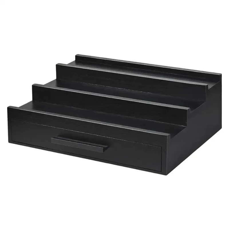 

Perfume Organizer Tray Fragrance Rack Three-Layer Perfume Holder Fragrance Display Black Perfume Organizer With Drawers-ABQU