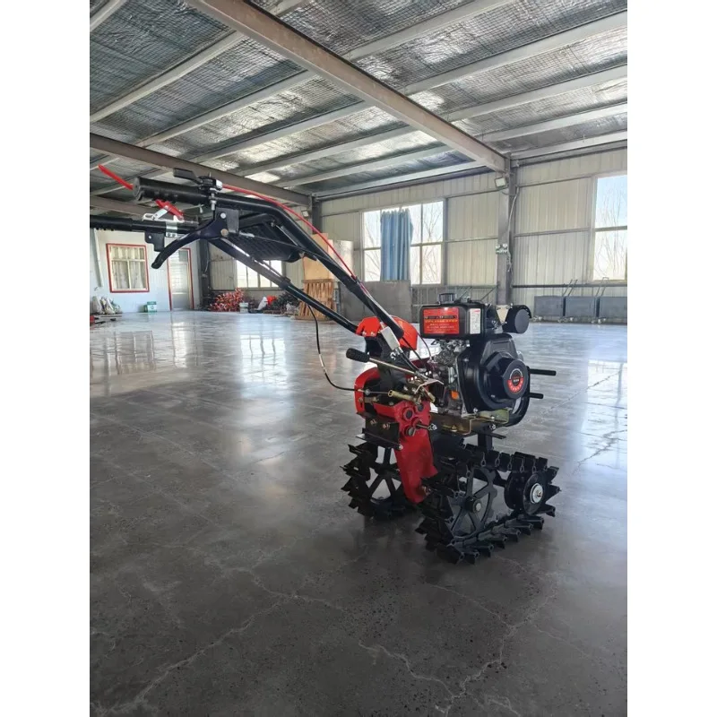 New micro tiller   chain track small red bull new crawler diesel small household agricultural micro tiller