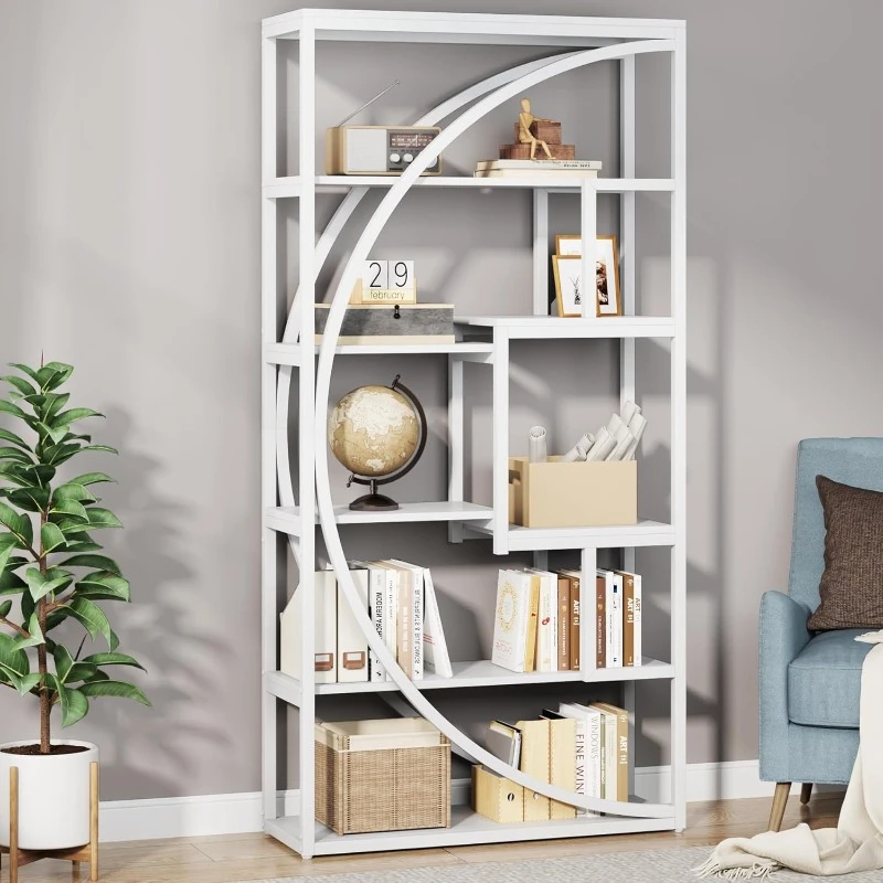 Bookshelf, Modern 5-Tier Etagere Bookcase, 70.8 inch Tall Bookshelf with 8 Open Storage Shelf, Book Shelf Display Tack