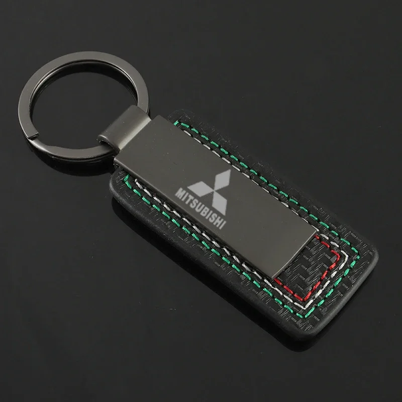 Carbon Fiber Car Key Chains Key Ring Keyrings Buckle For Mitsubishi Ralliart ASX Galant Mirage L200 EVO Cordia Pajero Outlander