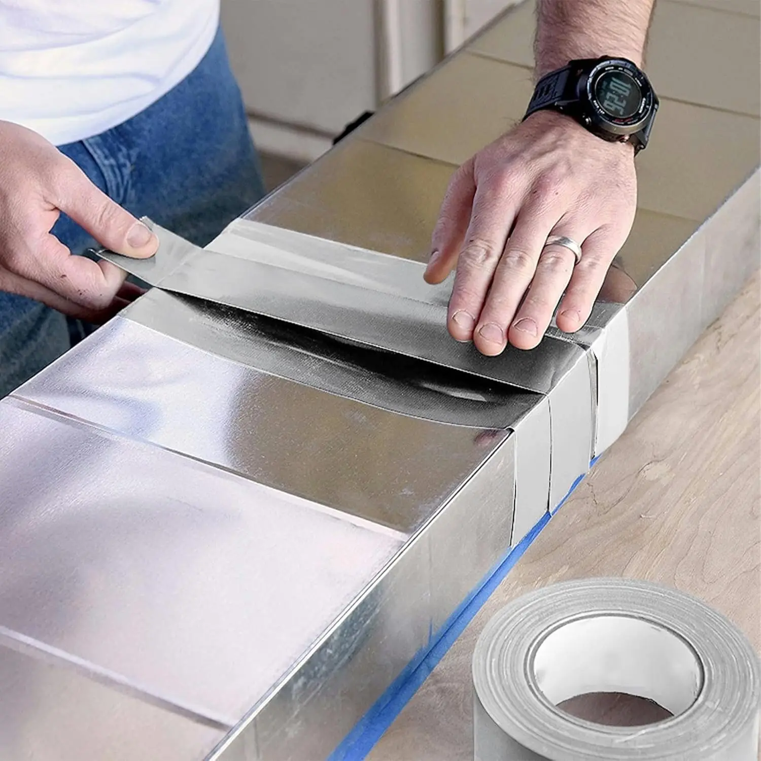 الألومنيوم احباط الشريط الفضة مقاومة للحرارة مانعة للتسرب المواد اللاصقة الترقيع إصلاح مكافحة تسرب شريط لاصق المطبخ ملصقات مقاومة للماء #5