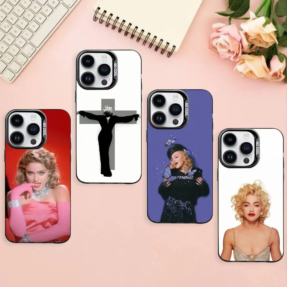 

Singer M-Madonna Phone Case For iPhone17,16,15,14,13,12,Pro Max Black Colored Silver Plated Inside Cover