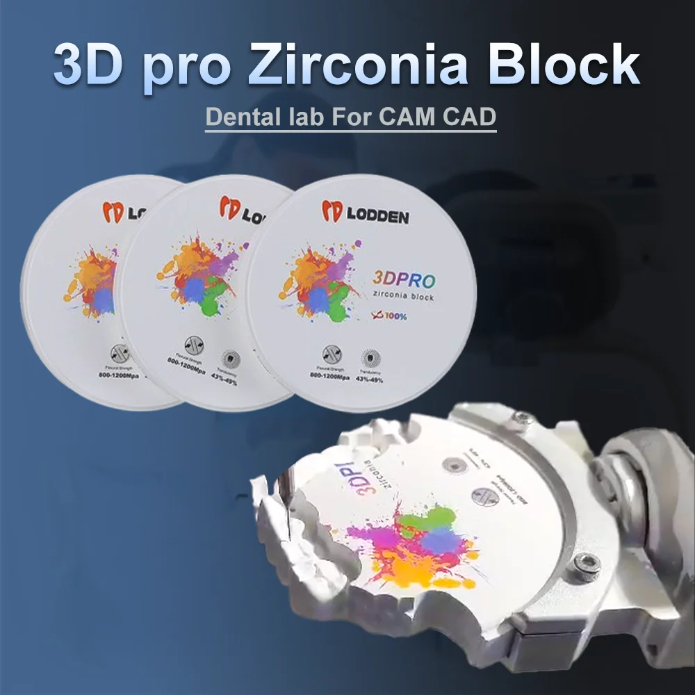 Bloco de zircônia dental 3d pro disco de zircônia multicamadas 98mm laboratório aberto sistema cad/cam material dentista vita 16 cores cad/cam