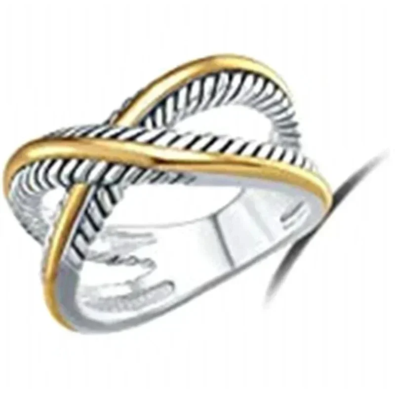 2026 New European and American Two Tone Elegant Cross Design Ring with Elegant Temperament Attending Banquet High-end Jewelry