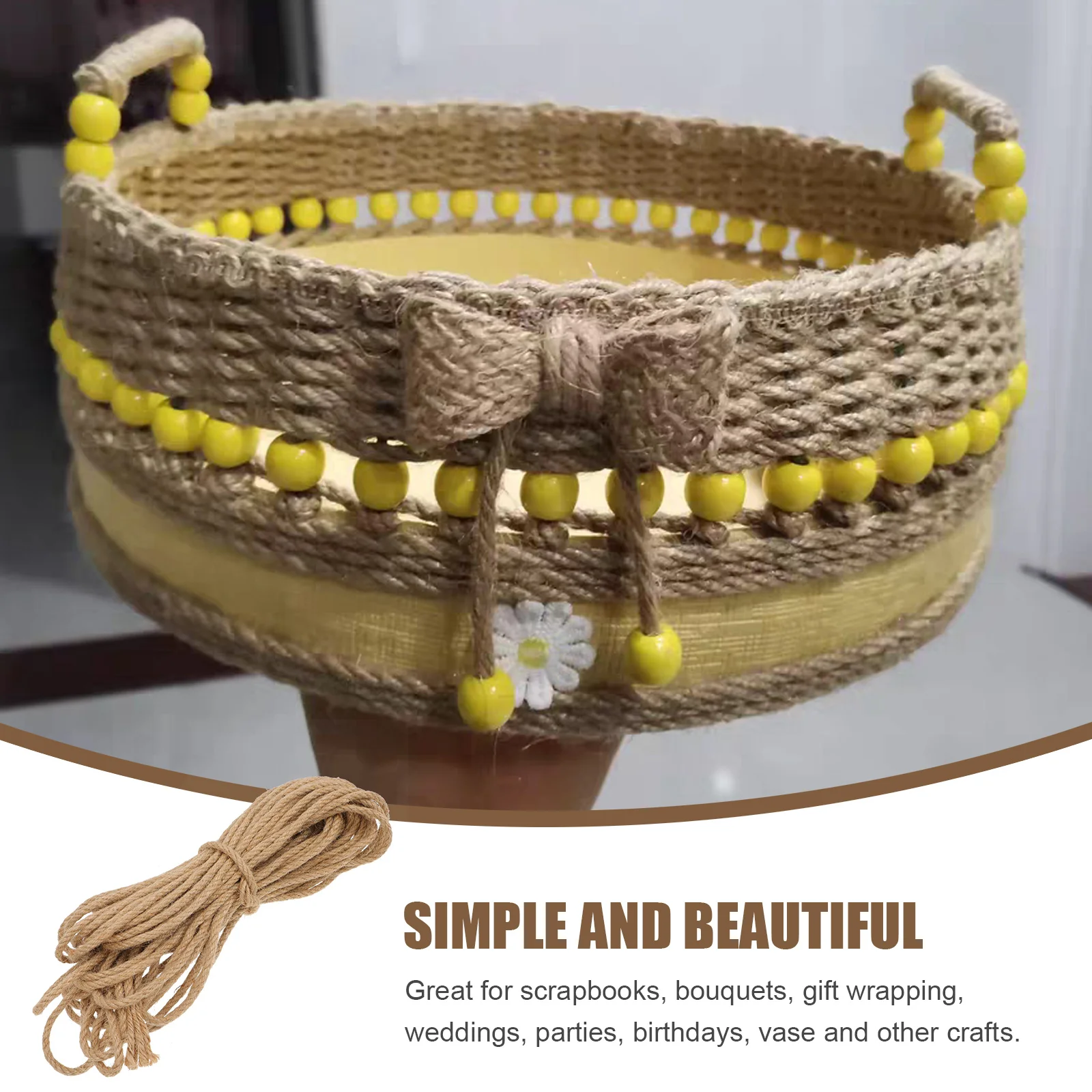 

Elegant 100m Jute Rope Decorative Hemp Twine Strong Drawstrings Craft Cords Christmas Tree Gift Box Wrapping Party Wedding Vase