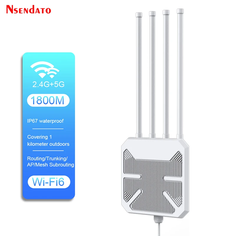 WAVLINK AERIAL HD6 AX1800 Dual Band 2.4G 5G Wifi 6 Long Range Outdoor Wireless Wifi AP Router Booster with PoE & IP67 Waterproof