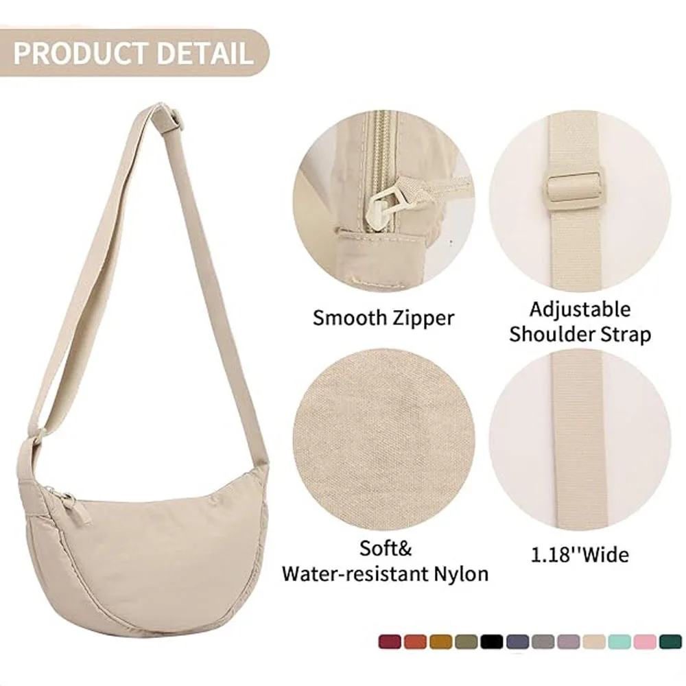 Umhängetasche für Damen, Trendige Dumpling-Tasche, Leichte Kleine Nylon-Schultertasche, Vielseitige Schultertasche – Detail 6