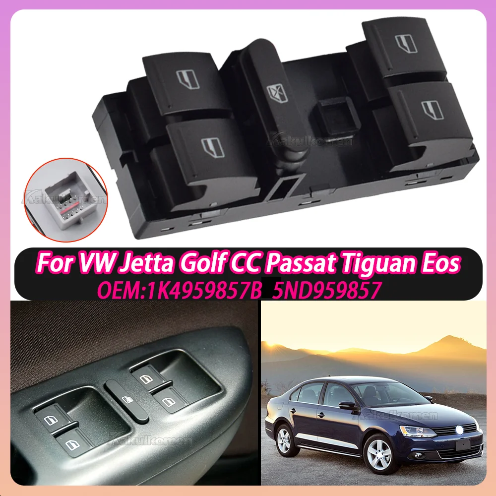 بٹن ونڈو سوئچ بٹن VW AMAROK Golf 5 6 Plus Jetta Tiguan Touran Passat B6 B7 Polo 6R OE 1K کے لیے 4959857 B 1K4 959 857B #3