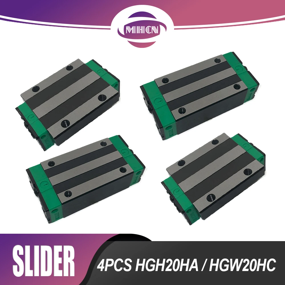 MHCN 4PCS/set HGH20HA HGW20HC Slide Block Carriage Longer Carriages for HGR20 Linear Guides Slides Bearing for CNC Router