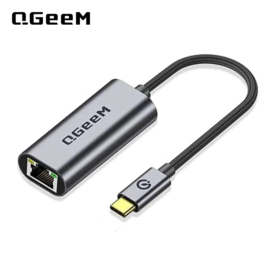 USB C to Ethernet Adapter, QGeeM Gigabit Ethernet to USB C, Thunderbolt 3 to Ethernet to RJ45 LAN Network Adapter, USB Network