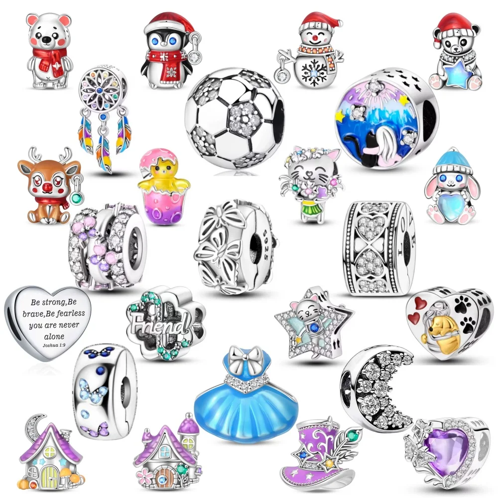 جديد الخرز صالح الأصلي الإسورة سوار سحر المجوهرات DIY ثلج، شكل قلب، القمر. البطريق، الخماسي المتدلي #1