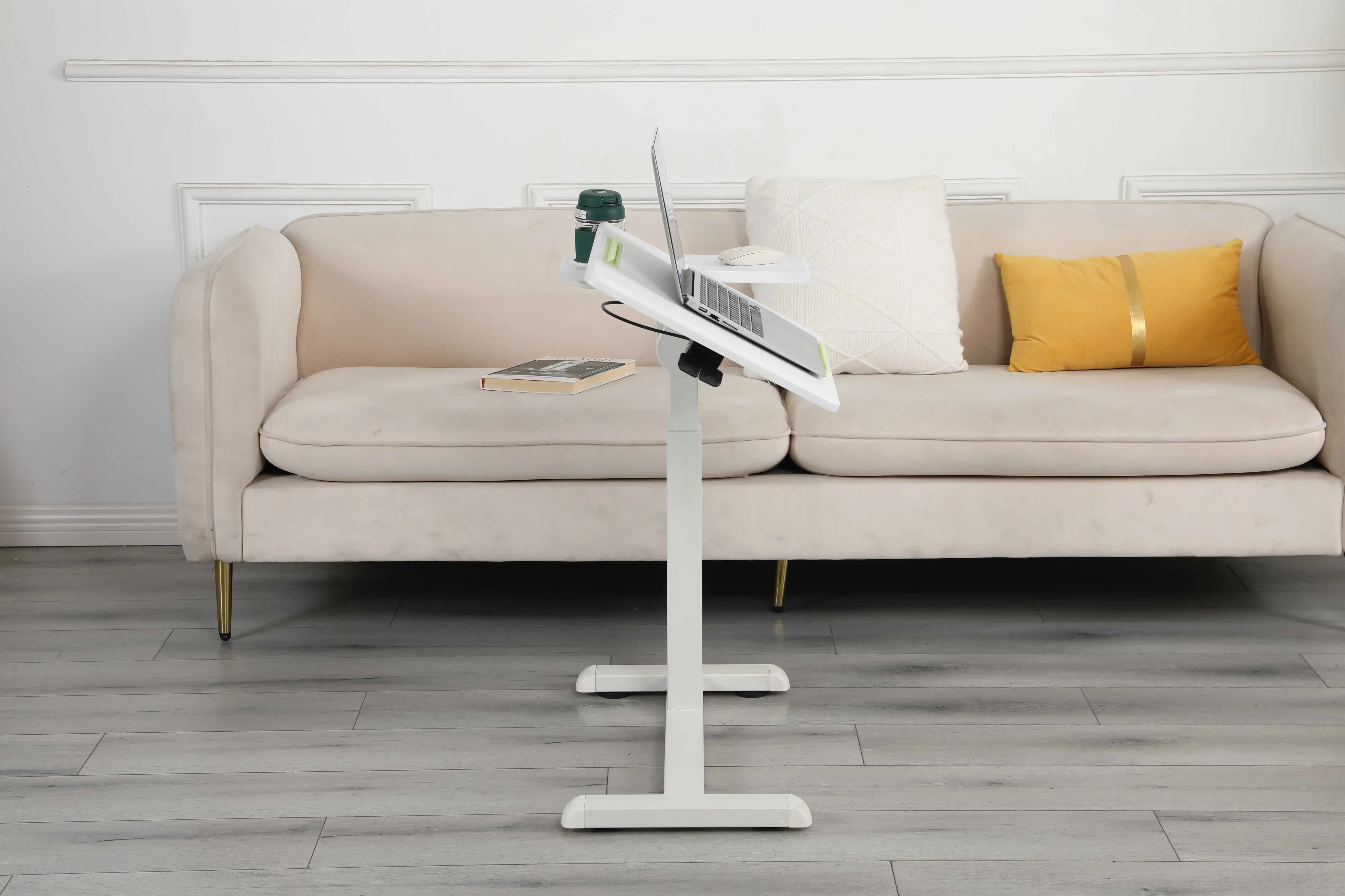 Height-Adjustable Overbed Table with Tilting Top