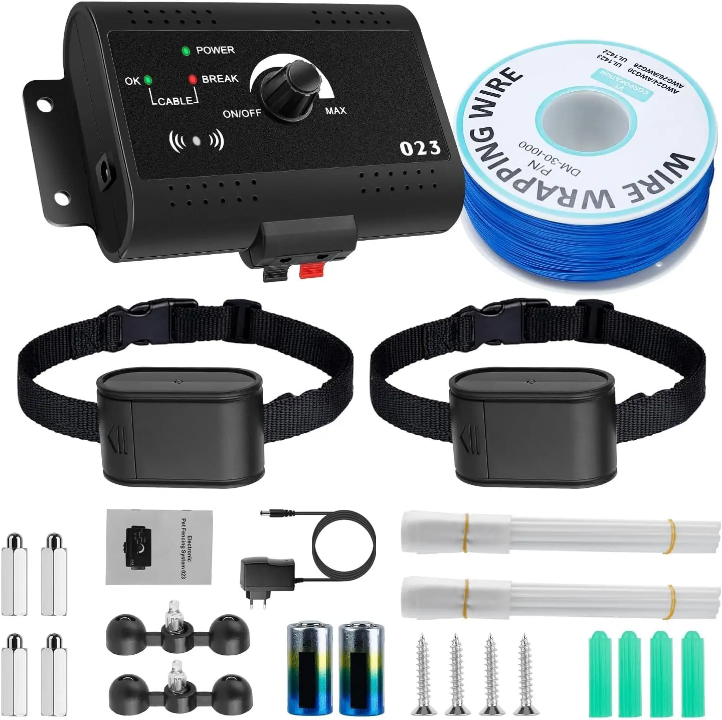 

Wireless Dog Fence, 1.2 Acre Pet Containment System with 2 Waterproof Shock Collars & 984ft Wire, Tone/Shock for 2 Dogs