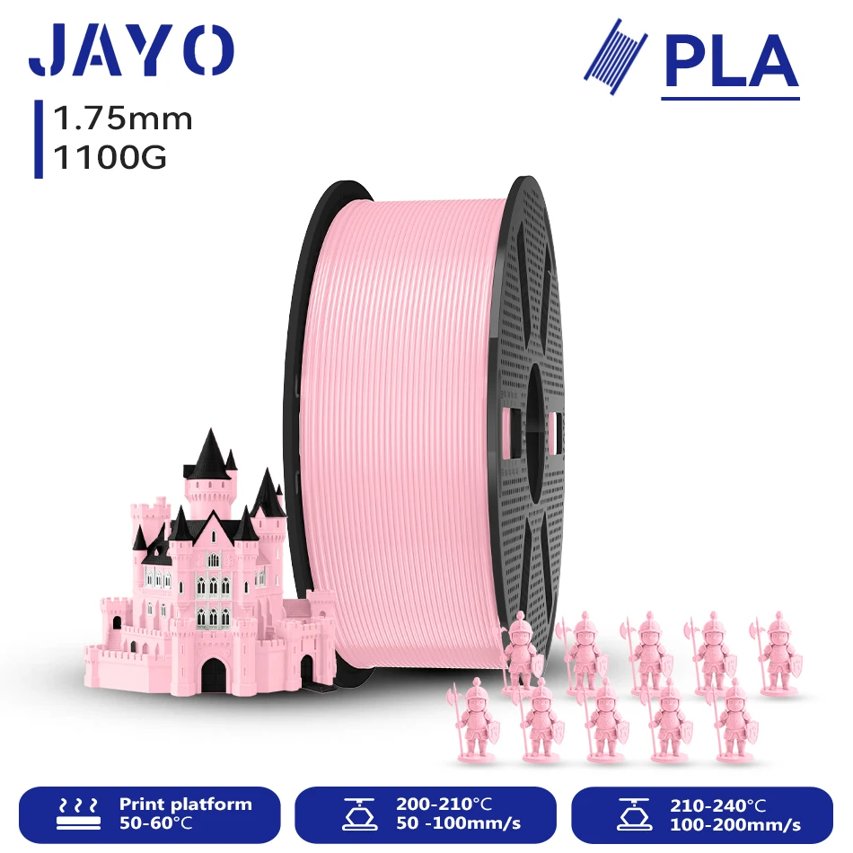 JAYO 1100G 3D PLA Druckerfilament 1,75mm Ungiftig & Blasenfrei PLA-Kunststoff als 3D-Druckfilament für 99% der 3D FDM Drucker & Stifte 1,1KG/Rolle