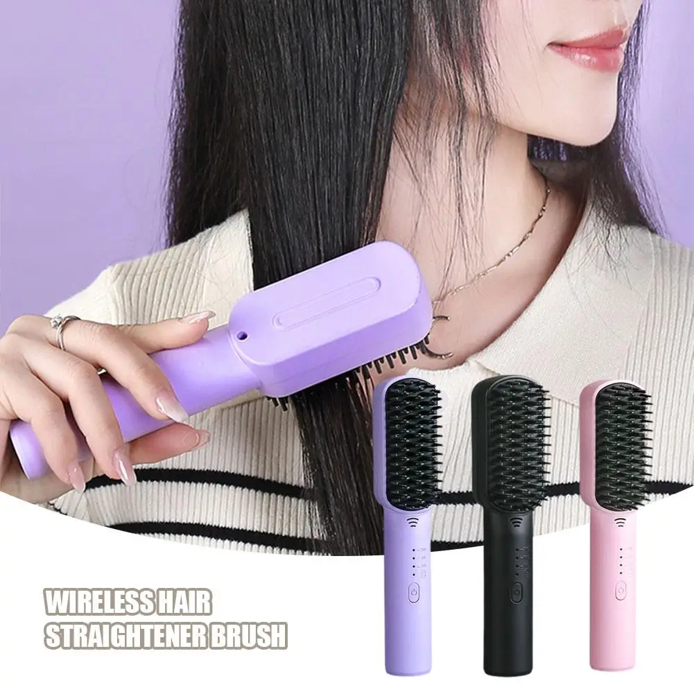 

Wireless Hair Straightener Brush Portable Mini Hair Straightener Negative Ion Straightening Hair Comb Stying Tool Q6I5