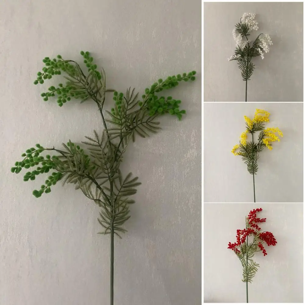 

Artificial Golden Wattle Realistic Fake Acacia Flower Stem Home Office Wedding Party Indoor Outdoor Faux Bloom Centerpiece Decor