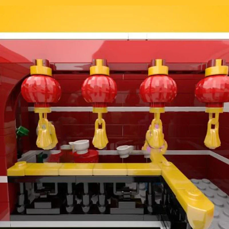 Moc tijolos de construção cidade vista rua modelo restaurante chinês tecnologia bloco modular presentes brinquedos para crianças conjuntos diy montagem