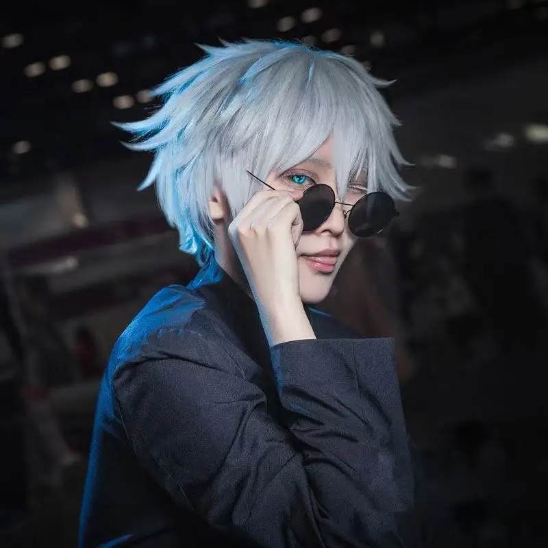 Anime Jujutsu Kaisen Gojo Satoru Cosplay gafas negras Halloween gafas negras accesorios de disfraz fiesta hombres mujeres accesorios