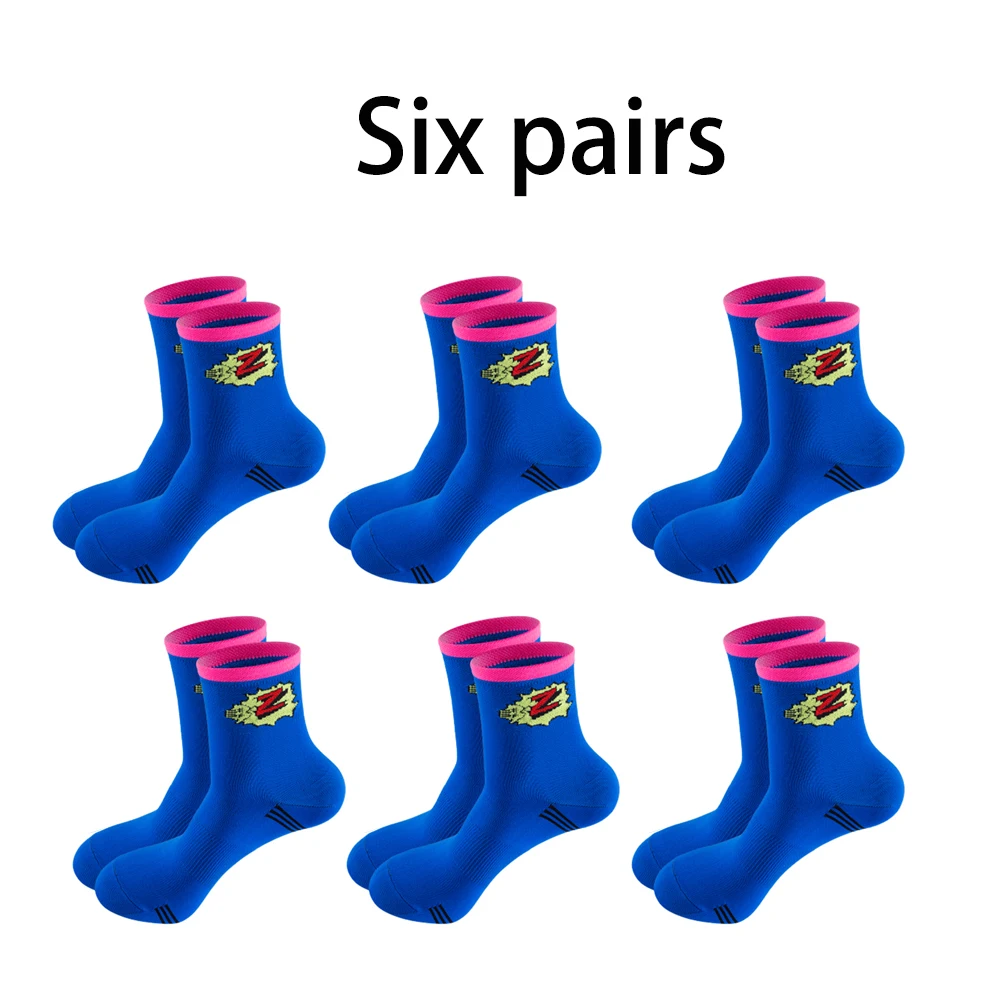 Six Pairs of Retro Cycling Socks Breathable Road Bicycle Socks Men and Women Outdoor Sports Racing Cycling Socks  Multiple types