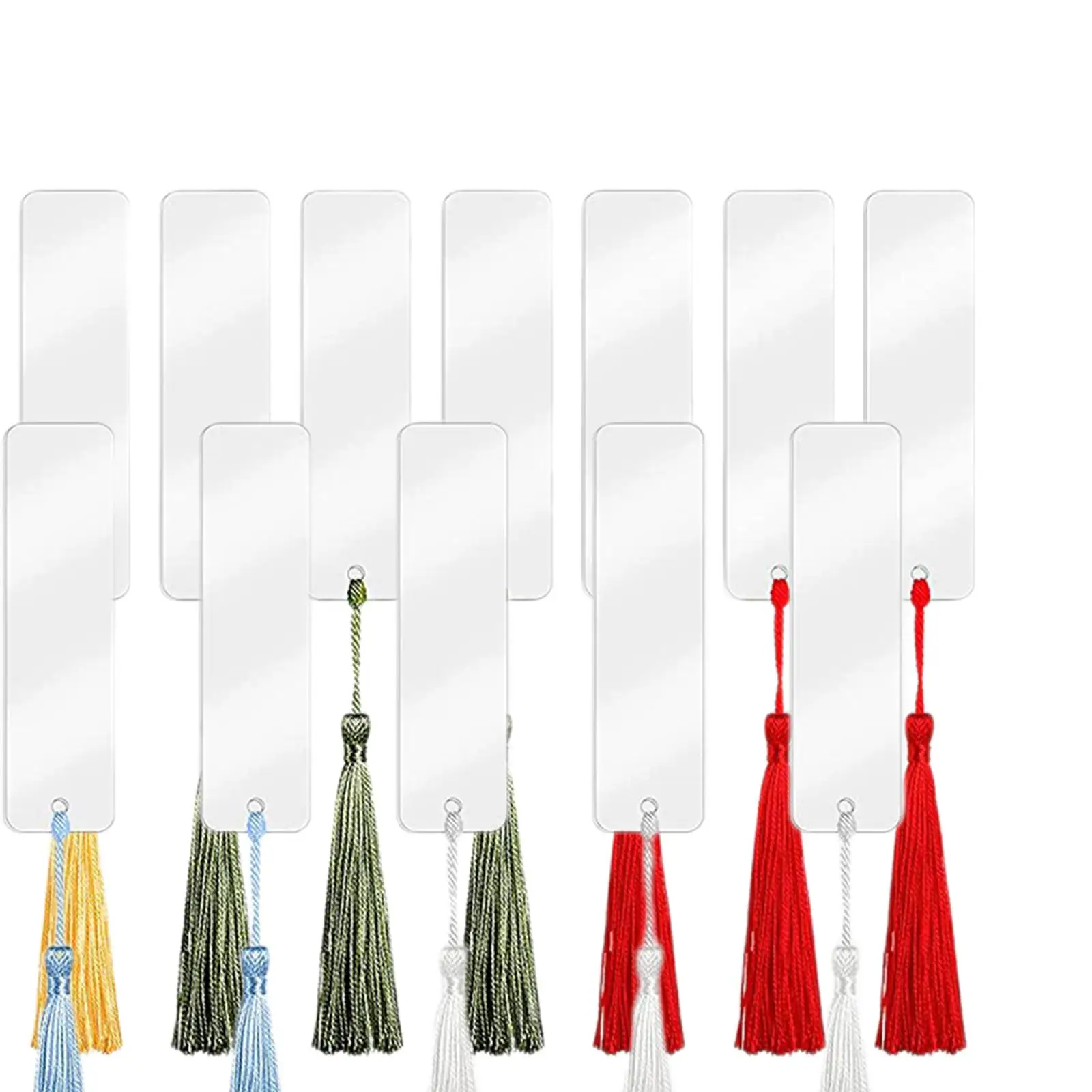 

DIY Acrylic Blank Bookmarks with Hole Tassels Rectangle Pendant Labels for Classroom Art Projects and Home Decor