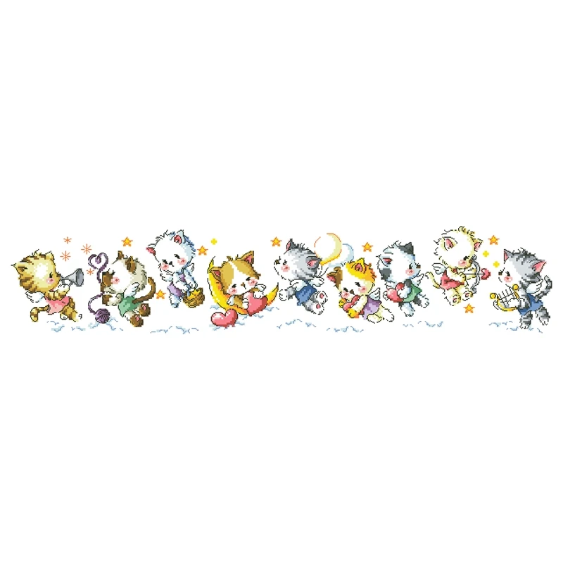 DIY cross-stitch kit, optional printed handcrafted cross-point kit, saga Music cat, cute cartoon animals