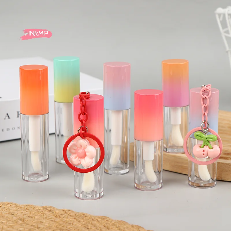 زجاجة ملمع شفاه متدرجة مع سلسلة مفاتيح - حاوية عينة ملمع شفاه فارغة قابلة لإعادة الملء لملمع الشفاه وأحمر الشفاه السائل #4