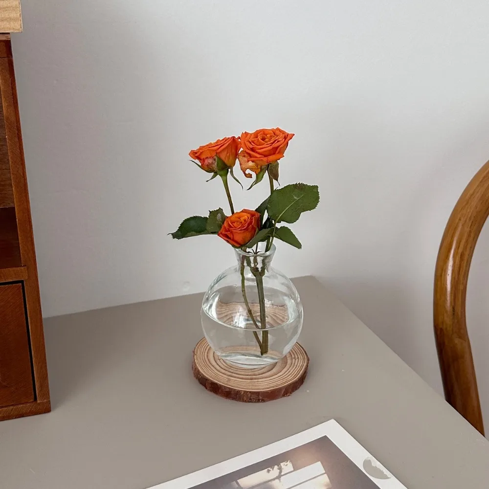 Creative Transparent Mini Flower Vase Desktop Home Decoration Hydroponic Plant Bottle Glass Small Flower Arrangement Pot Office
