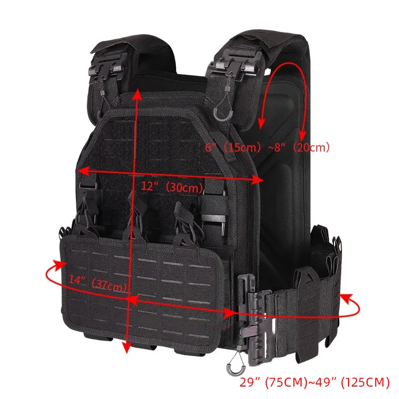 YAKEDA Chaleco táctico portaplacas ajustable de combate Airsoft - imagen 3