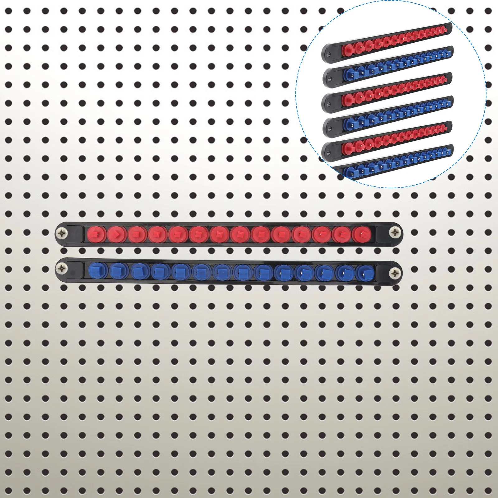 6Pcs Socket Organizer Tray Heavy Duty Professional Sleeves Storage Rack Tool Storage Board Socket Holder Sleeve Holder