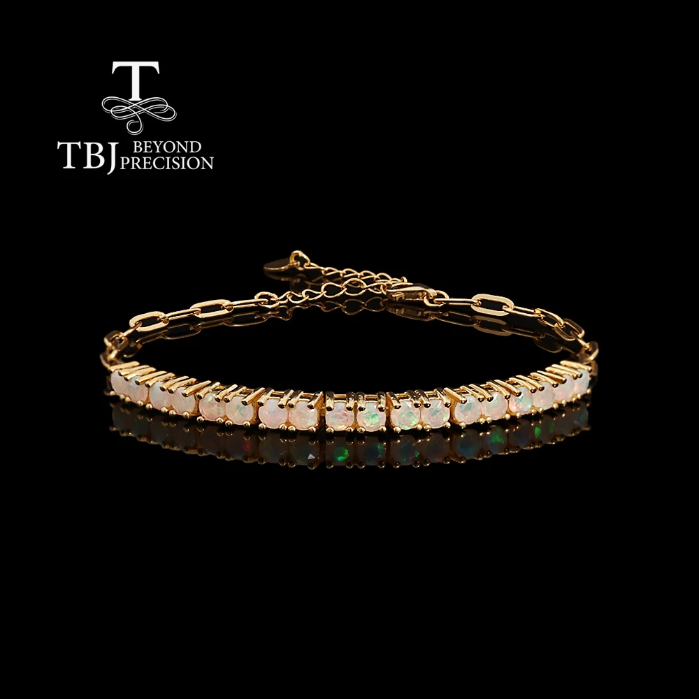 

925 Sterling Silver Women's simple Bracelet Natural opal round 3.00mm October Birthstones Light Luxury Jewelry for Festival gift